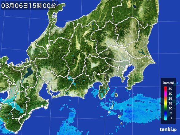 関東・甲信地方の雨雲レーダー(2015年03月06日)