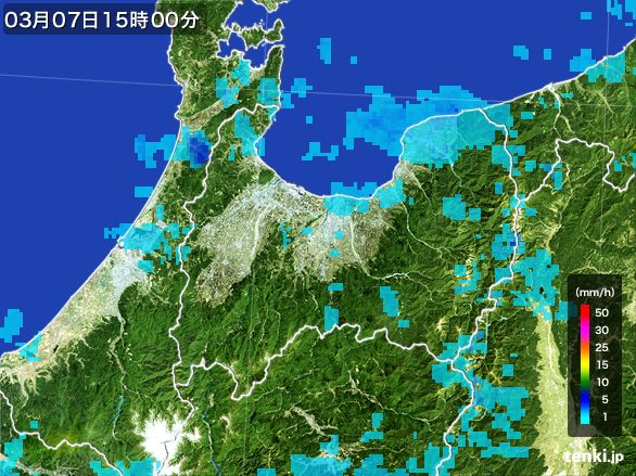 富山県の雨雲レーダー(2015年03月07日)