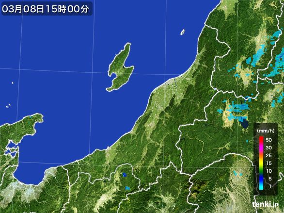新潟県の雨雲レーダー(2015年03月08日)