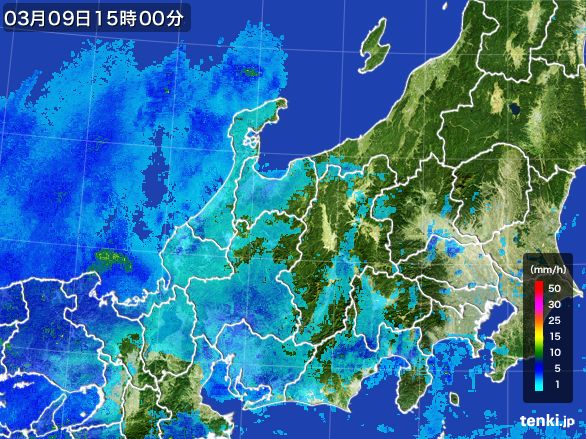 北陸地方の雨雲レーダー(2015年03月09日)