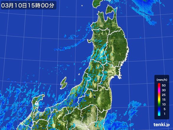 東北地方の雨雲レーダー(2015年03月10日)