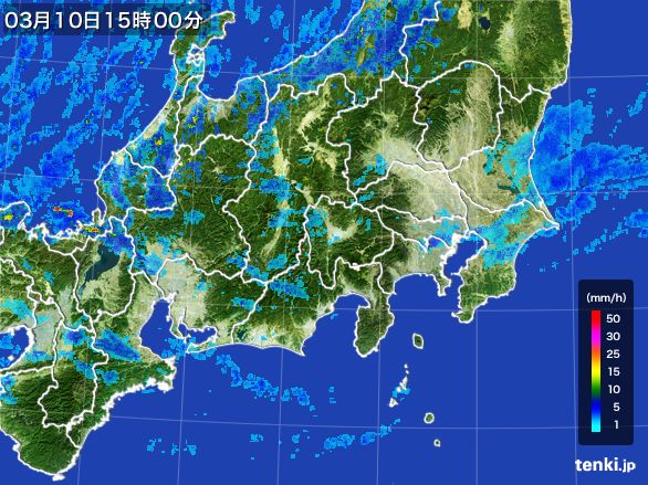 関東・甲信地方の雨雲レーダー(2015年03月10日)