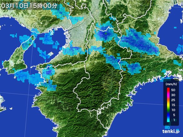 奈良県の雨雲レーダー(2015年03月10日)