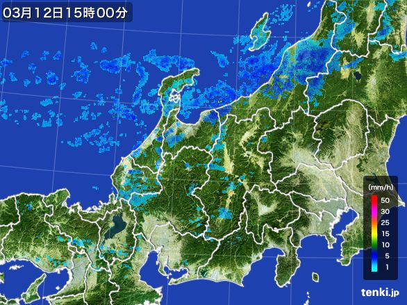 北陸地方の雨雲レーダー(2015年03月12日)