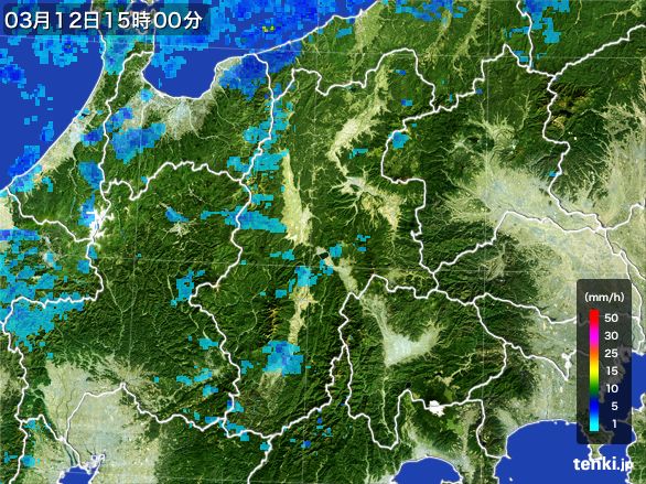 長野県の雨雲レーダー(2015年03月12日)