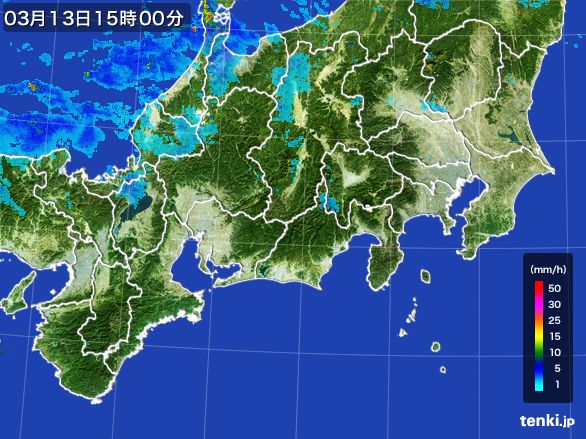 東海地方の雨雲レーダー(2015年03月13日)