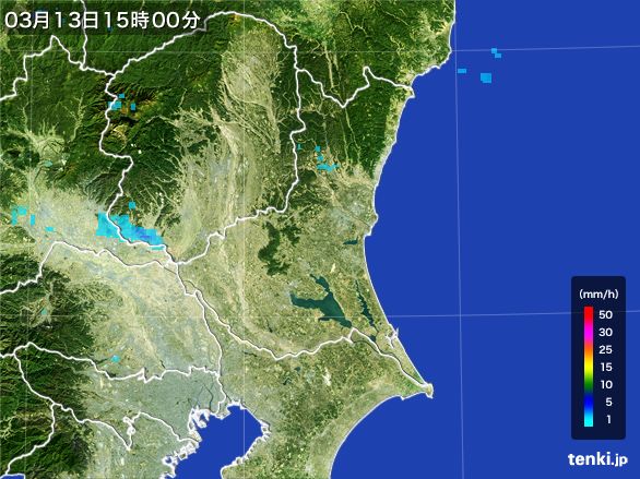 茨城県の雨雲レーダー(2015年03月13日)