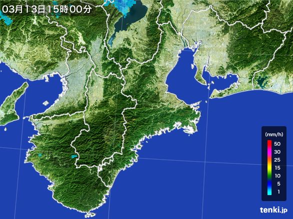 三重県の雨雲レーダー(2015年03月13日)