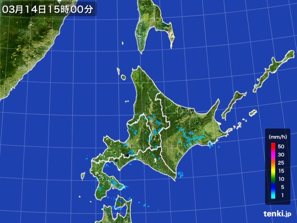 北海道地方の雨雲レーダー(2015年03月14日)