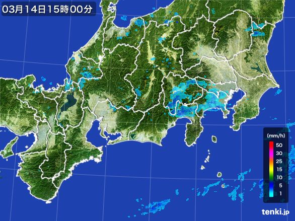 東海地方の雨雲レーダー(2015年03月14日)