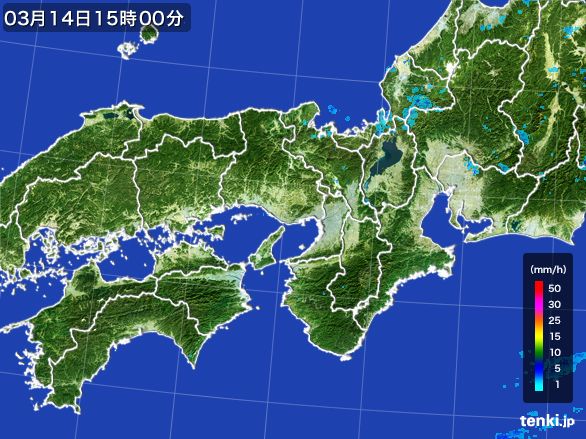 近畿地方の雨雲レーダー(2015年03月14日)