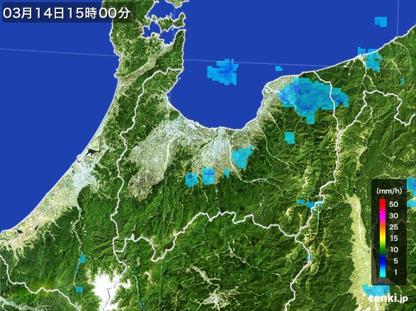 富山県の雨雲レーダー(2015年03月14日)