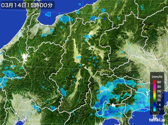 長野県の雨雲レーダー(2015年03月14日)