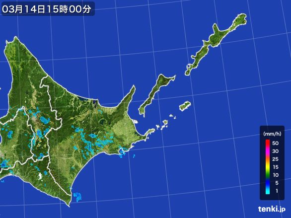 道東の雨雲レーダー(2015年03月14日)