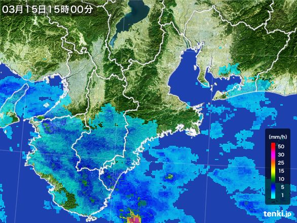 三重県の雨雲レーダー(2015年03月15日)