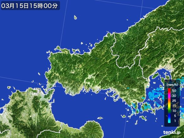 山口県の雨雲レーダー(2015年03月15日)