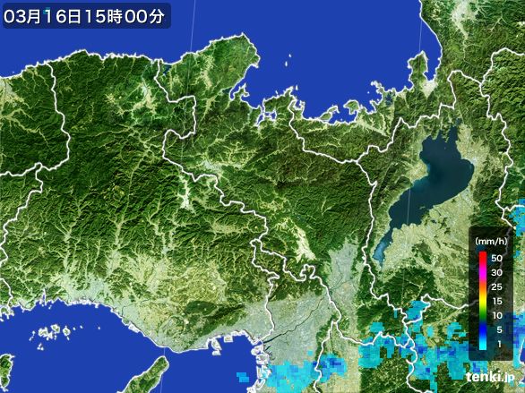 京都府の雨雲レーダー(2015年03月16日)