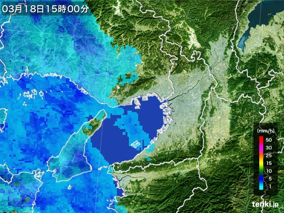 大阪府の雨雲レーダー(2015年03月18日)