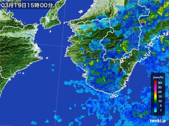 和歌山県の雨雲レーダー(2015年03月19日)