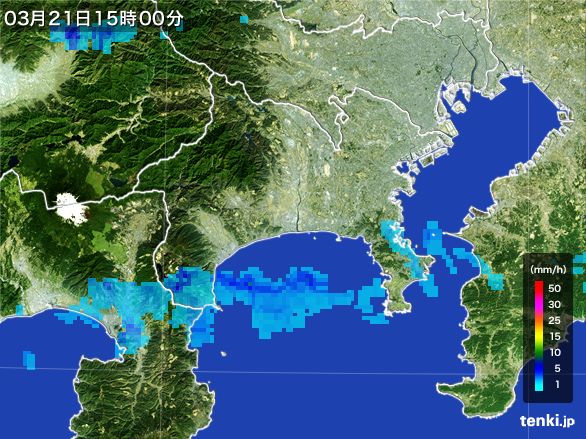 神奈川県の雨雲レーダー(2015年03月21日)