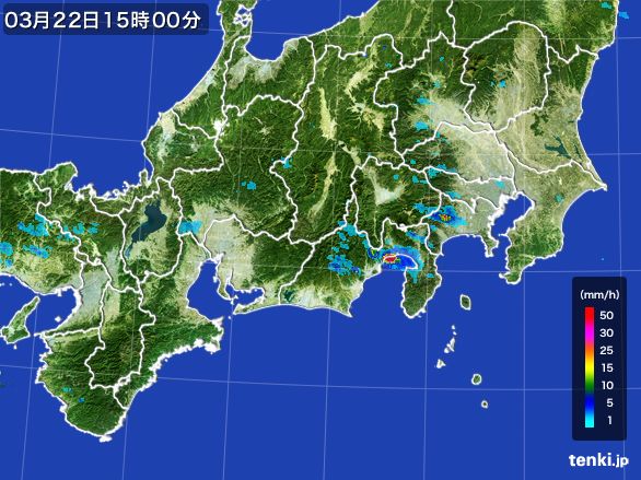 東海地方の雨雲レーダー(2015年03月22日)
