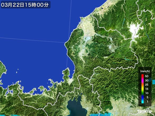 福井県の雨雲レーダー(2015年03月22日)