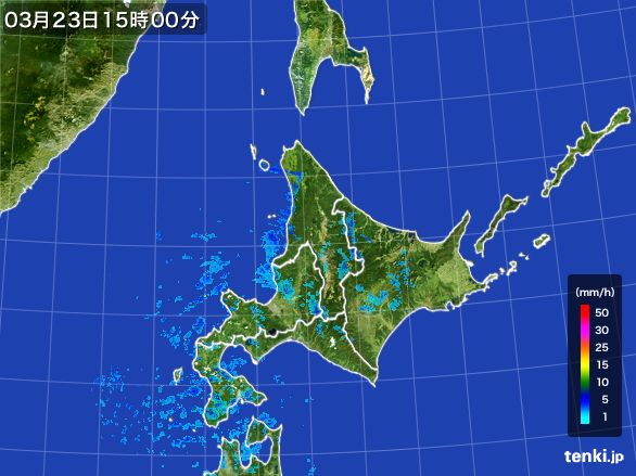 北海道地方の雨雲レーダー(2015年03月23日)