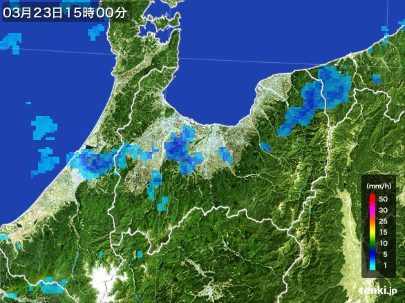 富山県の雨雲レーダー(2015年03月23日)