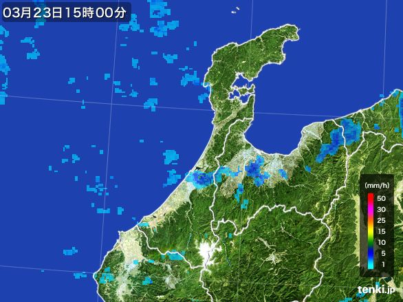 石川県の雨雲レーダー(2015年03月23日)