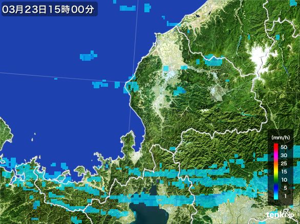 福井県の雨雲レーダー(2015年03月23日)