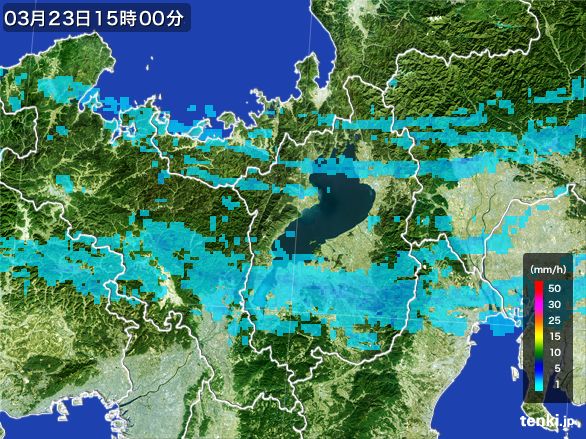 滋賀県の雨雲レーダー(2015年03月23日)