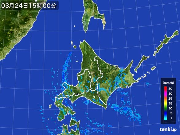 北海道地方の雨雲レーダー(2015年03月24日)