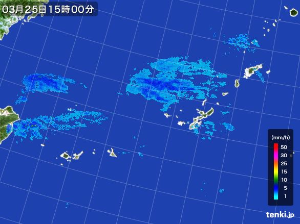 沖縄地方の雨雲レーダー(2015年03月25日)