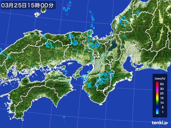 近畿地方の雨雲レーダー(2015年03月25日)