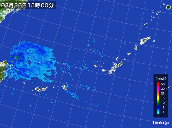 沖縄地方の雨雲レーダー(2015年03月26日)