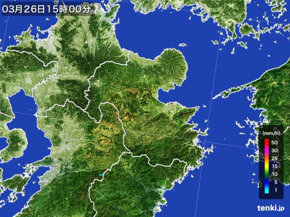 大分県の雨雲レーダー(2015年03月26日)