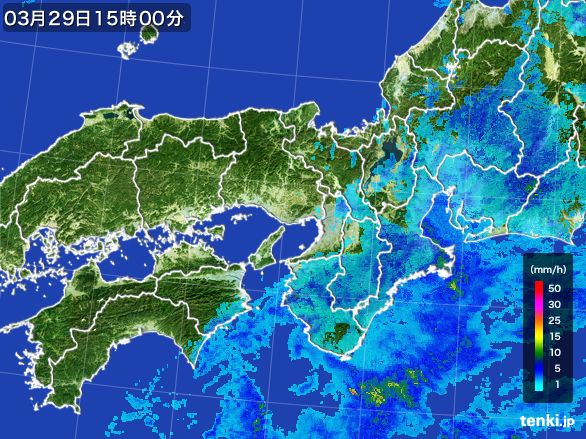 近畿地方の雨雲レーダー(2015年03月29日)