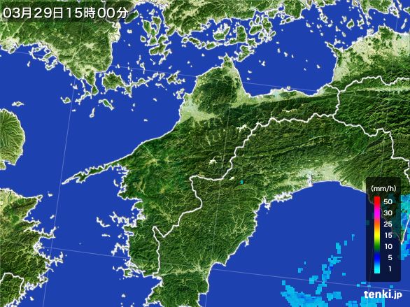 愛媛県の雨雲レーダー(2015年03月29日)