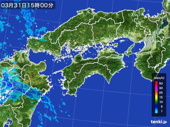 四国地方の雨雲レーダー(2015年03月31日)