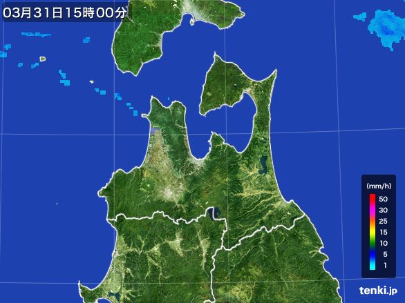 青森県の雨雲レーダー(2015年03月31日)