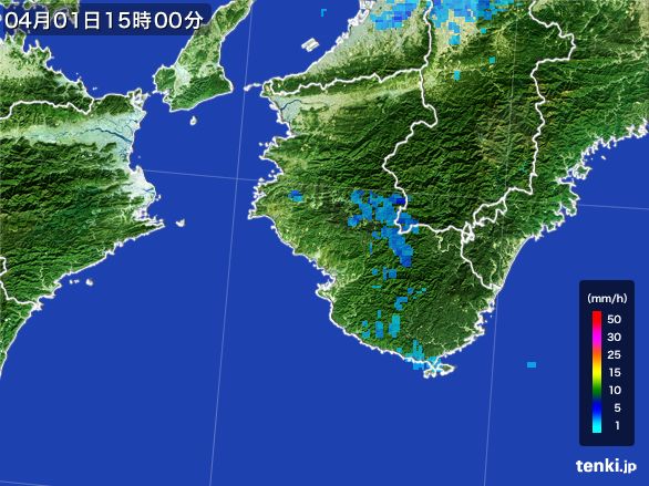 和歌山県の雨雲レーダー(2015年04月01日)