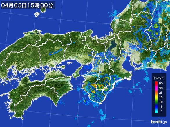 近畿地方の雨雲レーダー(2015年04月05日)