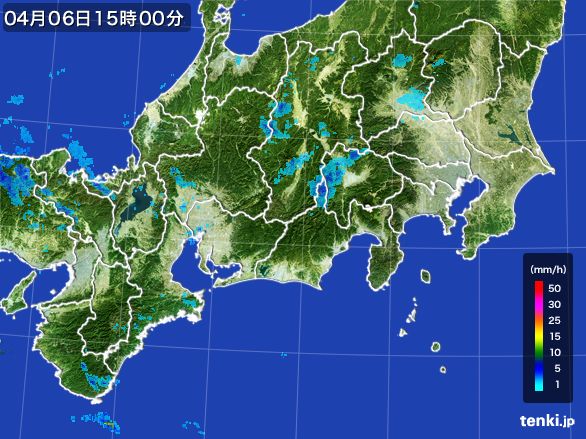 東海地方の雨雲レーダー(2015年04月06日)