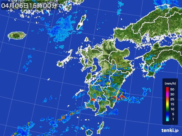 九州地方の雨雲レーダー(2015年04月06日)