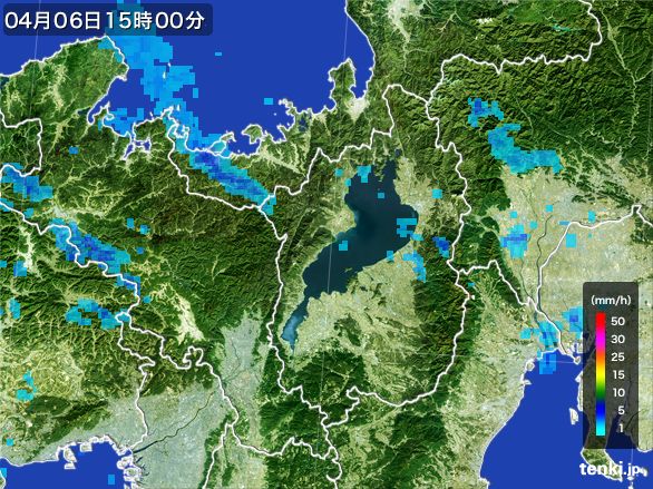 滋賀県の雨雲レーダー(2015年04月06日)