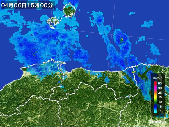 鳥取県の雨雲レーダー(2015年04月06日)