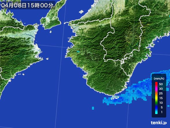 和歌山県の雨雲レーダー(2015年04月08日)