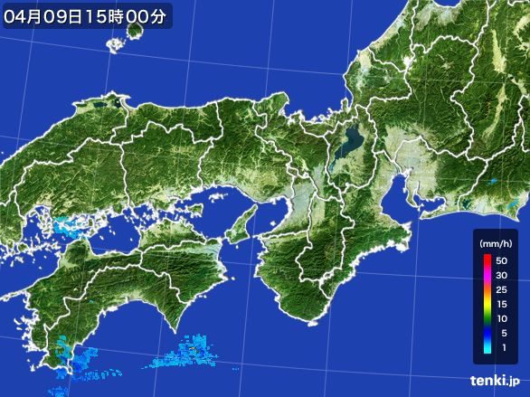 近畿地方の雨雲レーダー(2015年04月09日)