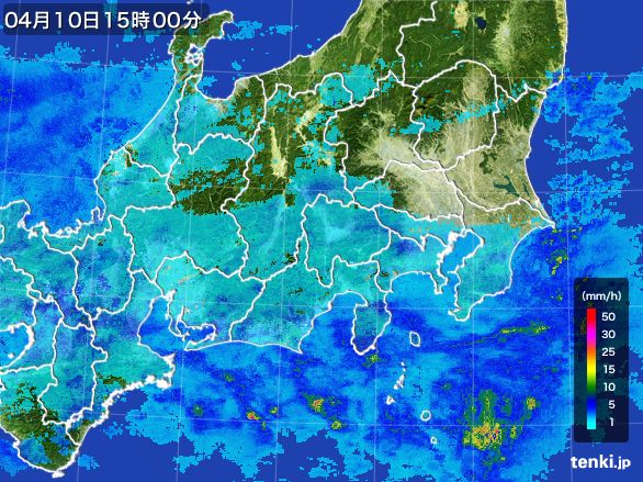 関東・甲信地方の雨雲レーダー(2015年04月10日)