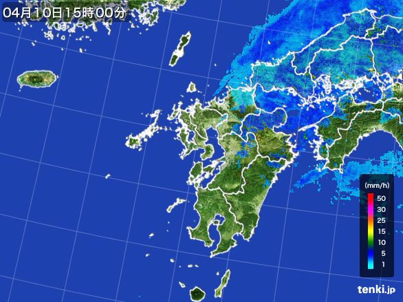 九州地方の雨雲レーダー(2015年04月10日)